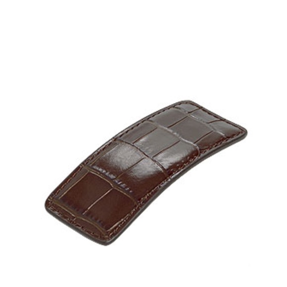 Loeffler Randall Wren Leather Barrette in Chocolate